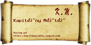 Kapitány Máté névjegykártya