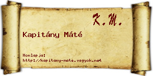 Kapitány Máté névjegykártya