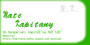 mate kapitany business card